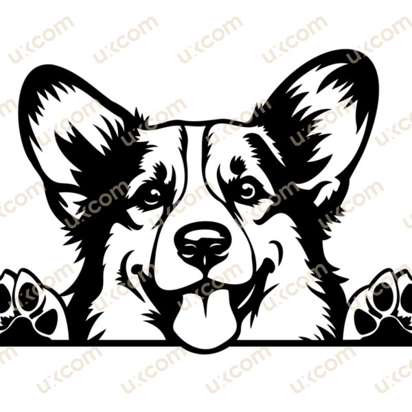 Corgi Peeking Dog corgi svg Breed Pembroke Welsh Corgi Commercial clipart Animal Logo SVG PNG EPS dxf Clipart Vector Cricut Cut Cutting File