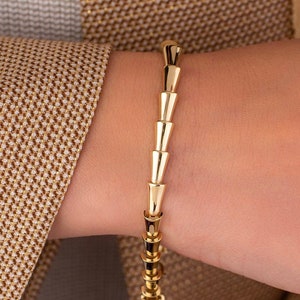 14k Solid Gold Bracelet, Gold Snake Bracelet, Serpent Bracelet, Infinity Bracelet for Women, Unique Bracelet, Gift for Her, Mothers Day Gift