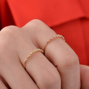 Simple Dottie Ring, 14k Solid Gold Ring, Bubble Ring, Half Eternity, Half Bead, Mini Ball, Dainty, Minimalist,Ring for Women, Christmas Gift