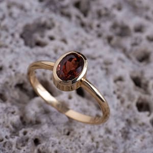 14K Solid Gold Ring, Gold Tourmaline Ring, Oval Tourmaline Ring, Gift for Her, Natural Tourmaline Ring, Boho Crystal, Dainty, Christmas Gift