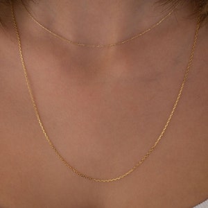 14k Solid Gold Chain, Gold Chain Necklace, Cable Chain, Thin Chain, Simple Chain, Gift for Her, Chain for Men, Chain for Pendant, Birthday