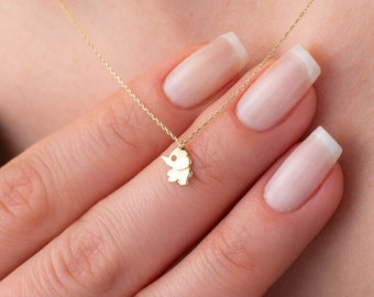 Gold Elephant Pendant, 14k Solid Gold Necklace, Small Elephant Necklace, Cute Elephant Gift, Animal Lover Gift, Birthday Gift, Baby Elephant