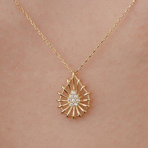14k Solid Gold Necklace, Cage Pendant, Gold Cage Necklace, Dainty Necklace for Women, Minimalist Necklace, Gift for Her, Birthday Gift