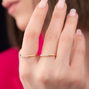 14k Solid Gold Ring, Minimalist Ring, Flat Top Ring, Dainty, Everyday Ring, Flat Bar, Ring for Women,Anniversary Gift for Her,Christmas Gift