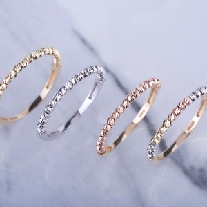 Anello con perline da donna, anello dell&#39;eternità con perline, anello in oro massiccio 14k, anello a bolle, minimalista, semplice, anello con palline, set di anelli da donna, regalo di Natale