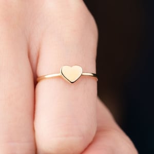 14k Gold Heart Ring, Dainty Heart Ring, Minimalist Ring, Gift for Her, 14k Gold Ring for Women, Everyday Ring, Cute Ring, Christmas Gift