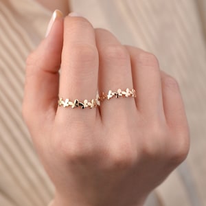 Gold Butterfly Ring, 14k Solid Gold Ring, Friendship Ring, Butterflies Band Ring, Half Eternity, Minimalist, Dainty,Love Ring,Christmas Gift