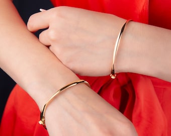 14k Solid Gold Bangle Bracelet, Gold Hinged Bracelet, Minimalist Bracelet, Gift for Women, Anniversary Gift, Simple Bracelet, Hinged Bangle