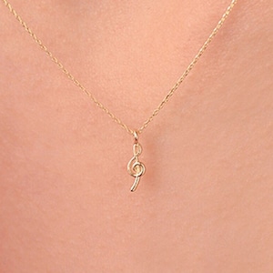 14k Solid Gold Treble Chef Necklace, Music Note Charm, Musician Gifts, Gold Music Pendant, Music Lover Gift, Musician Jewelry,Christmas gift