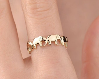 Gold Elephant Ring, 14k Solid Gold Ring, Cute, Animal Ring, Good Fortune Ring, Mini Elephant,Animal Lover Gift,Ring for Women,Christmas Gift