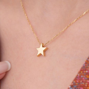 Gold Star Necklace, 14k Solid Gold Necklace, Small Star Necklace, Celestial Necklace, Tiny Star Charm, Gift for Her,Birthday Gift,Minimalist