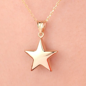 Gold Star Necklace, 14k Solid Gold Necklace, Star Pendant, Star Charm, Gold Charm, Minimalist, Celestial Jewelry, Gift for Her, Anniversary