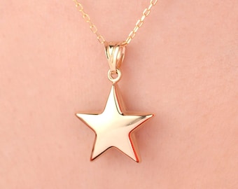 Gold Star Necklace, 14k Solid Gold Necklace, Star Pendant, Star Charm, Gold Charm, Minimalist, Celestial Jewelry, Gift for Her, Anniversary