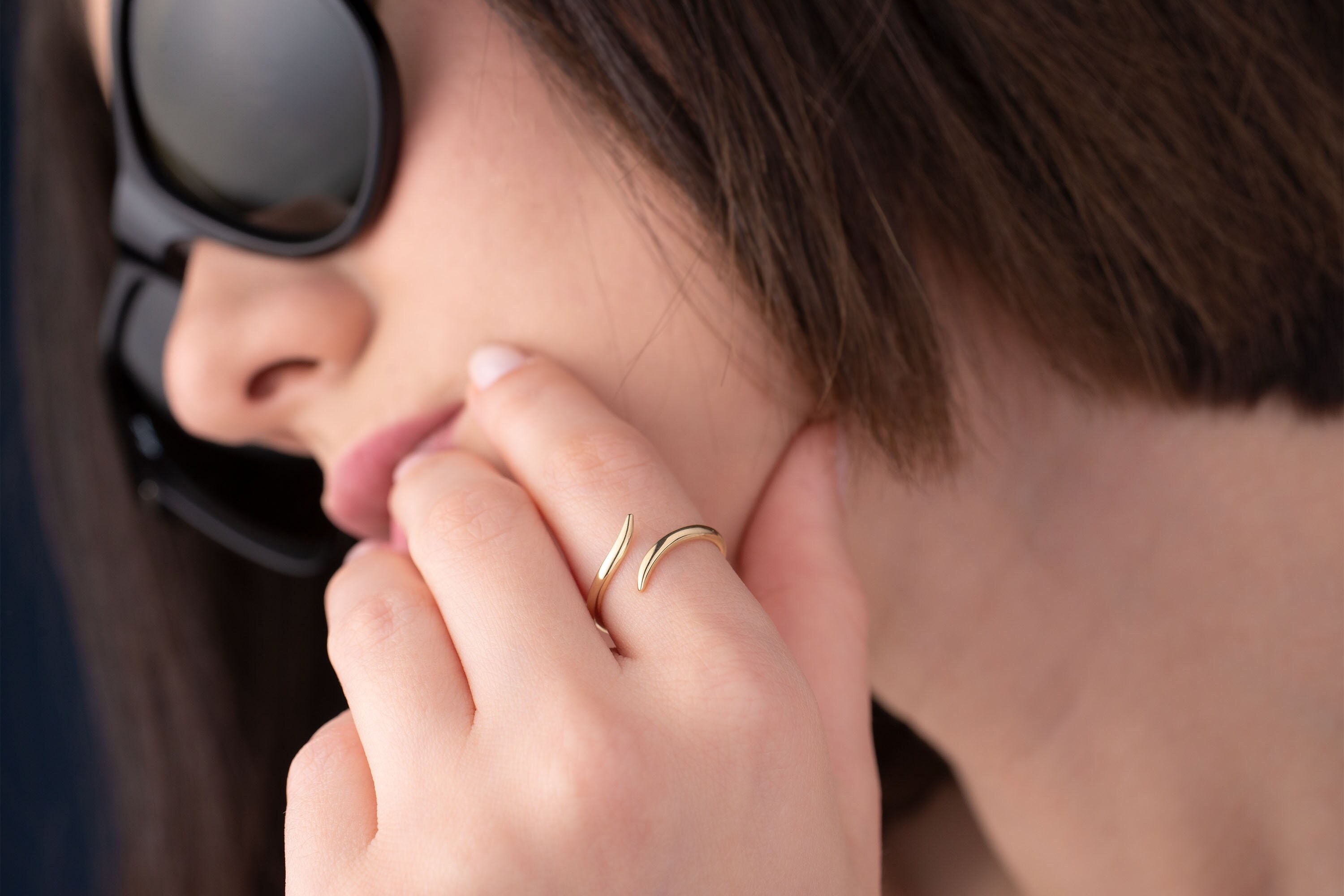 Open Pass Rings 14k Solid Gold Ring, Open Wrap Ring, Open Bypass Ring, Simple Gold Ring ...