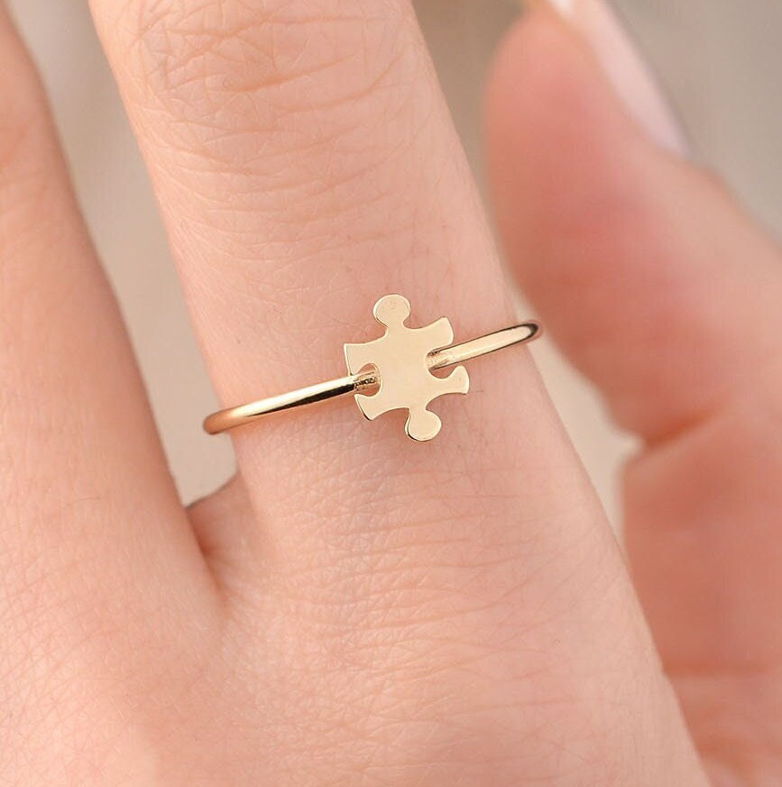 Gold Puzzle Ring, 14k Solid Gold Ring, Puzzle Piece, Friendship Ring ...
