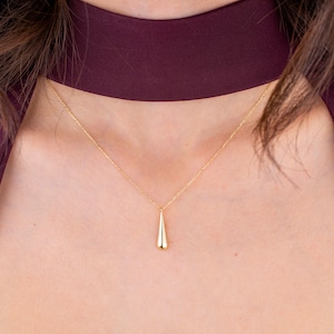 14k Solid Gold Drop Necklace, Gold Minimalist Necklace, Drop Charm, Teardrop Necklace, Gift for Her, Gift for Minimalist, Christmas Gift