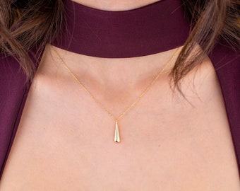 14k Solid Gold Drop Necklace, Gold Minimalist Necklace, Drop Charm, Teardrop Necklace, Gift for Her, Gift for Minimalist, Christmas Gift