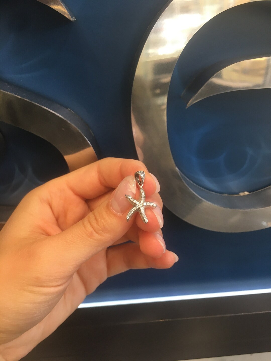 14K Solid Gold Pendant White Gold Pendant Starfish Pendant Etsy