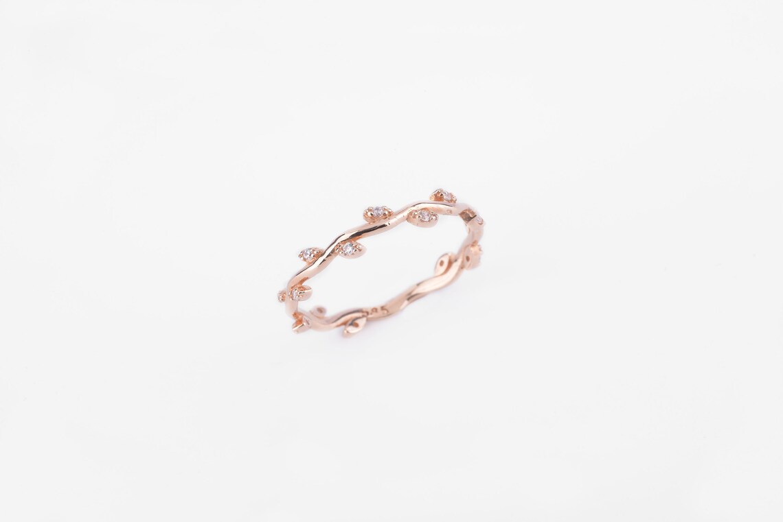 14k Solid Gold Ring / Rose Gold Leaf Ring / Leaves Ring / Etsy