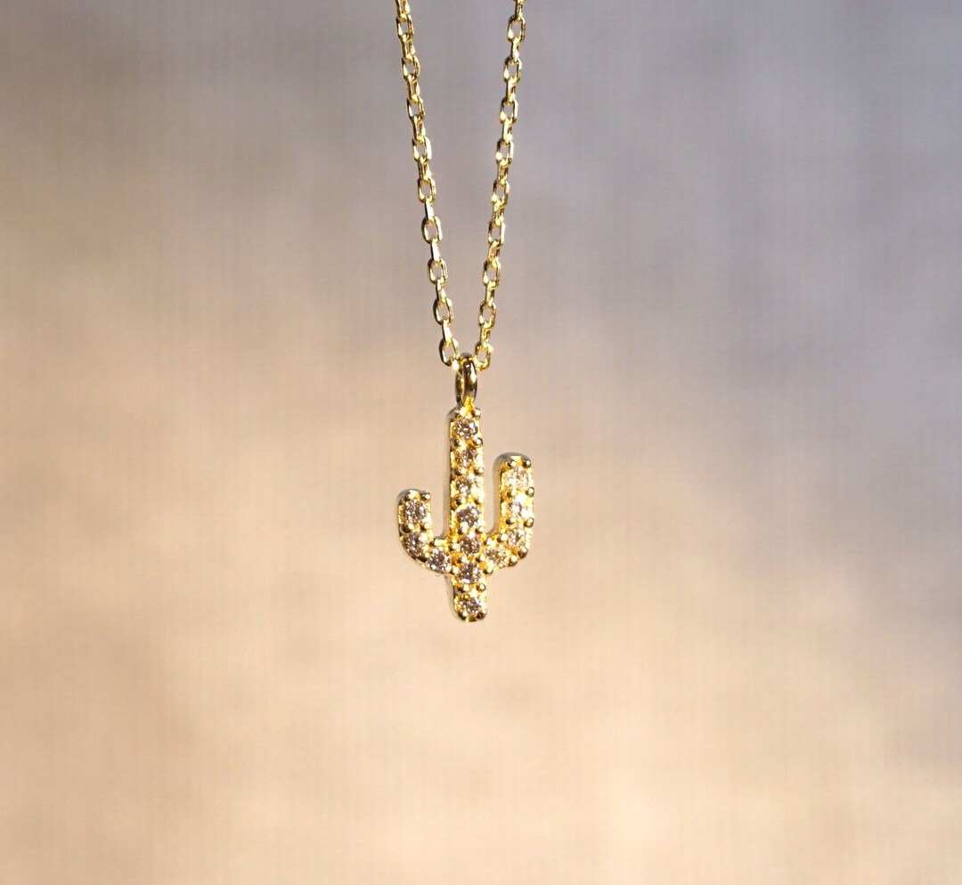 Gold cactus pendant deals