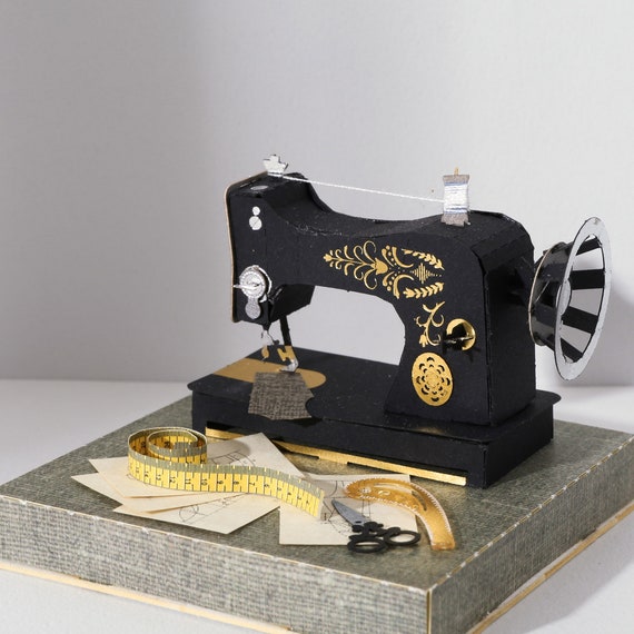 Vintage Singer Sewing Machine 3D Model Kit, Paper Cut Craft, Christmas Gift  