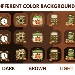 Pumpkin Patch Icons for iOS iPhone Android Autumn Cats App Icon Pack Moody Brown Aesthetic Harvest Fall Cat Wallpaper Cute Hand Drawn Icons image 3