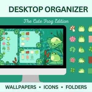 Cute Frog Desktop Wallpaper Pack Mushroom Cottage Core Folder Icons for Frog Lovers Cute Aesthetic Green Lily Pad Folder Icons for PC or Mac