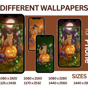 Pumpkin Patch Icons for iOS iPhone Android Autumn Cats App Icon Pack Moody Brown Aesthetic Harvest Fall Cat Wallpaper Cute Hand Drawn Icons image 5