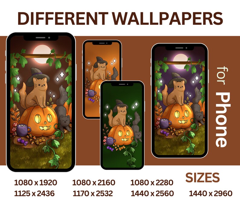 Pumpkin Patch Icons for iOS iPhone Android Autumn Cats App Icon Pack Moody Brown Aesthetic Harvest Fall Cat Wallpaper Cute Hand Drawn Icons image 5
