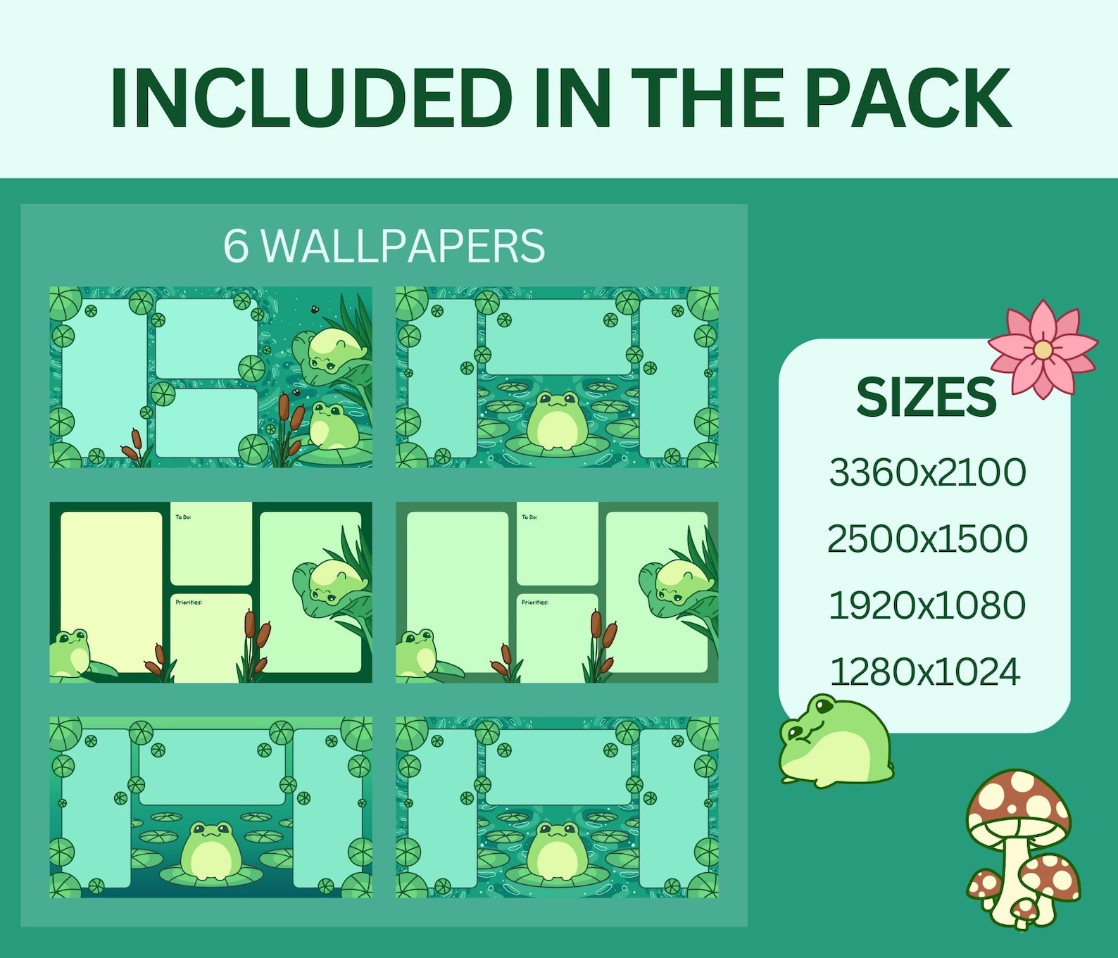Cute Frog Desktop Wallpaper Pack Mushroom Cottage Core Folder Icons for ...
