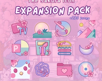 Sakura Pavilion UITBREIDING Icon Pack voor iOS Android Tablet Kawaii Icon Kersenbloesem Japanse Esthetische Sakura Bloem Roze Pictogrammen Handgetekende