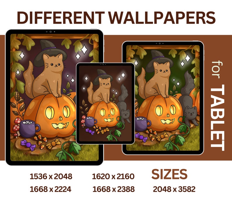 Pumpkin Patch Icons for iOS iPhone Android Autumn Cats App Icon Pack Moody Brown Aesthetic Harvest Fall Cat Wallpaper Cute Hand Drawn Icons image 6
