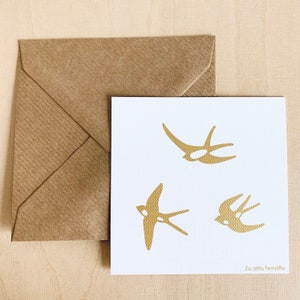 Postkarte - Goldene Schwalben im Flug