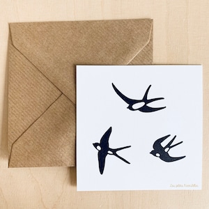 Postkarte - Schwarze Schwalben im Flug