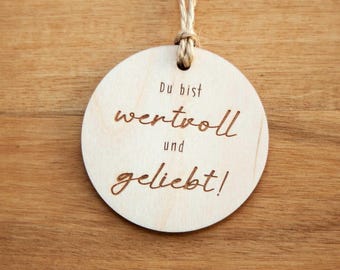 Wooden pendants with engraving – wooden gift idea – gift tags for Christmas, birthdays, weddings – decorative pendants with sayings
