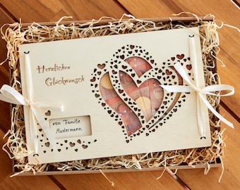 Wooden gift card for weddings, birthdays, or births, serving as a money gift: A great idea for a cash gift, a birthday present, or a wedding gift.