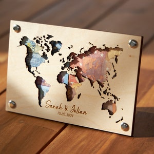 Travel fund for the wedding or vacation, money gift for a birthday, personalized, world map, city country world, ticket, money packaging