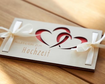 Money gift for a wedding or birthday, birthday present, wedding present, travel, birth, gift idea, money packaging, heart