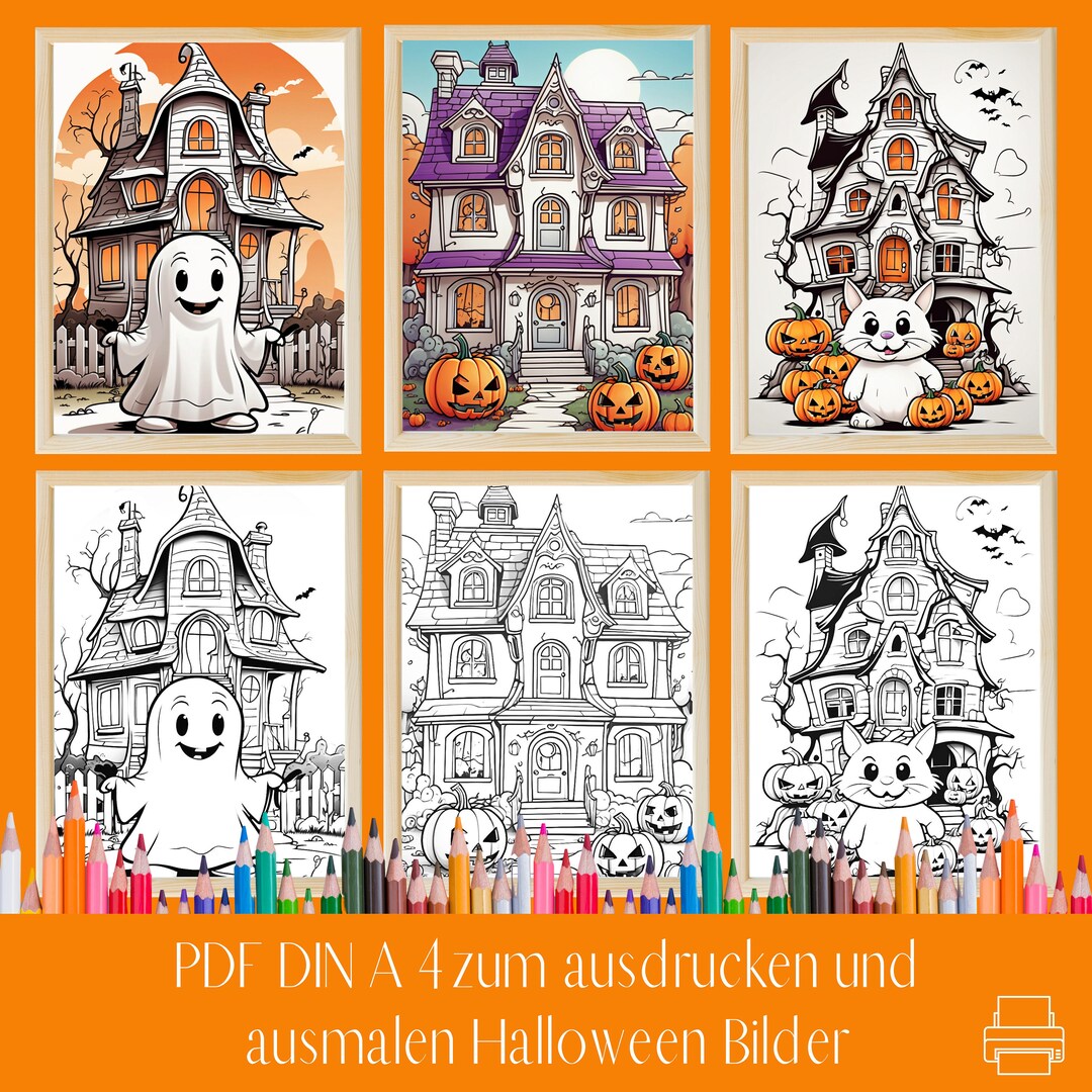  Foto zu 20 Halloween Coloring Pages as Digital Downloads to Print Out at Home 