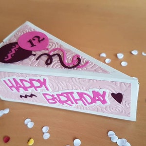 Geschenkschachtel zum Geburtstag, Geldgeschenk, Tortenstück, Kuchenstück