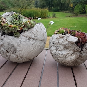 Esferas de hormigón para plantar, decoración para terraza y jardín.