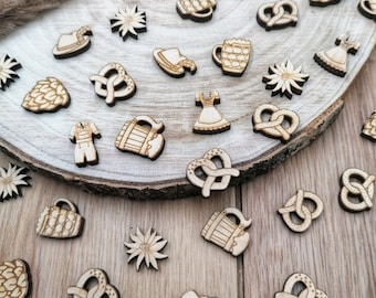 Miniatur Holz Streudekoration Lederhose Dirndl Tischdekoration Volksfest Oktoberfest Wiesn Glupperl