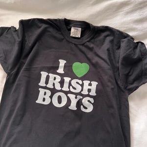 I Heart Irish Boys Black T-Shirt | St. Patricks Day Shirt Funny T-Shirt Gifts for Her Irish Pride Shirt I Heart Irish Guys Men