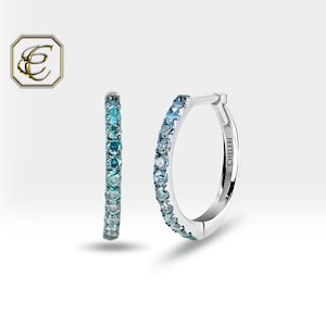 Gekleurde Huggie-oorbellen met blauwe diamant – 14 kt massief goud
