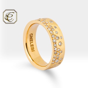 18K Diamond Band Ring / 0.62 ctw Natural Diamond with Solid Gold / Handmade Fine Jewelry Gift For Her / Birthday Gift By Chelebi Jewelry