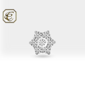 14k Gold Floral Diamond Cartilage Piercing: Tragus Earring