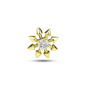 Brinco de diamante Rook / Joia para piercing de cartilagem / Brinco de estrela com diamantes naturais / Ouro maciço 14K / Joias finas da Chelebi