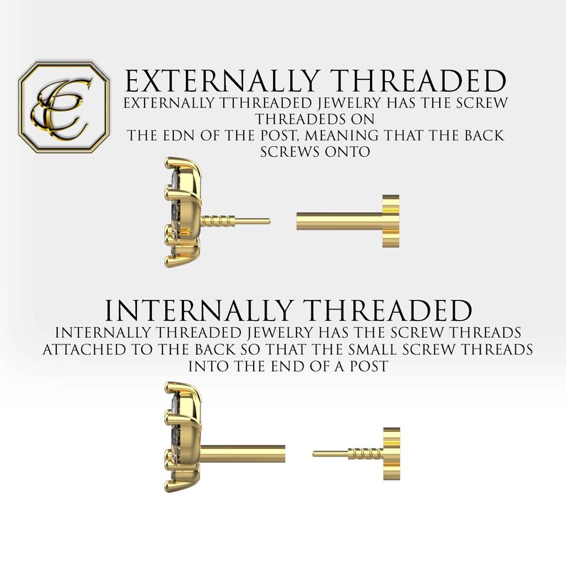 Diamond Lotus Cartilage Earring – 14K Gold Flat Back Helix Piercing ...