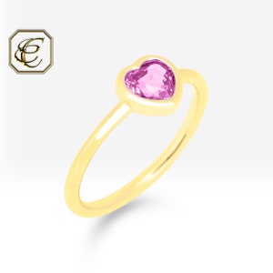 Pink Sapphire Ring / 14k Rose Gold Ring / Stackable Ring for Women / Minimalist Gift For Her / Fine Jewelry By Chelebi