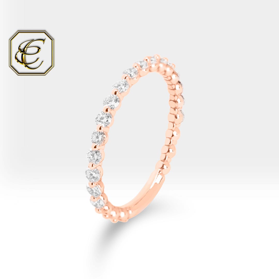 14K Gold Diamond Half Eternity Ring: Wedding Band - Etsy